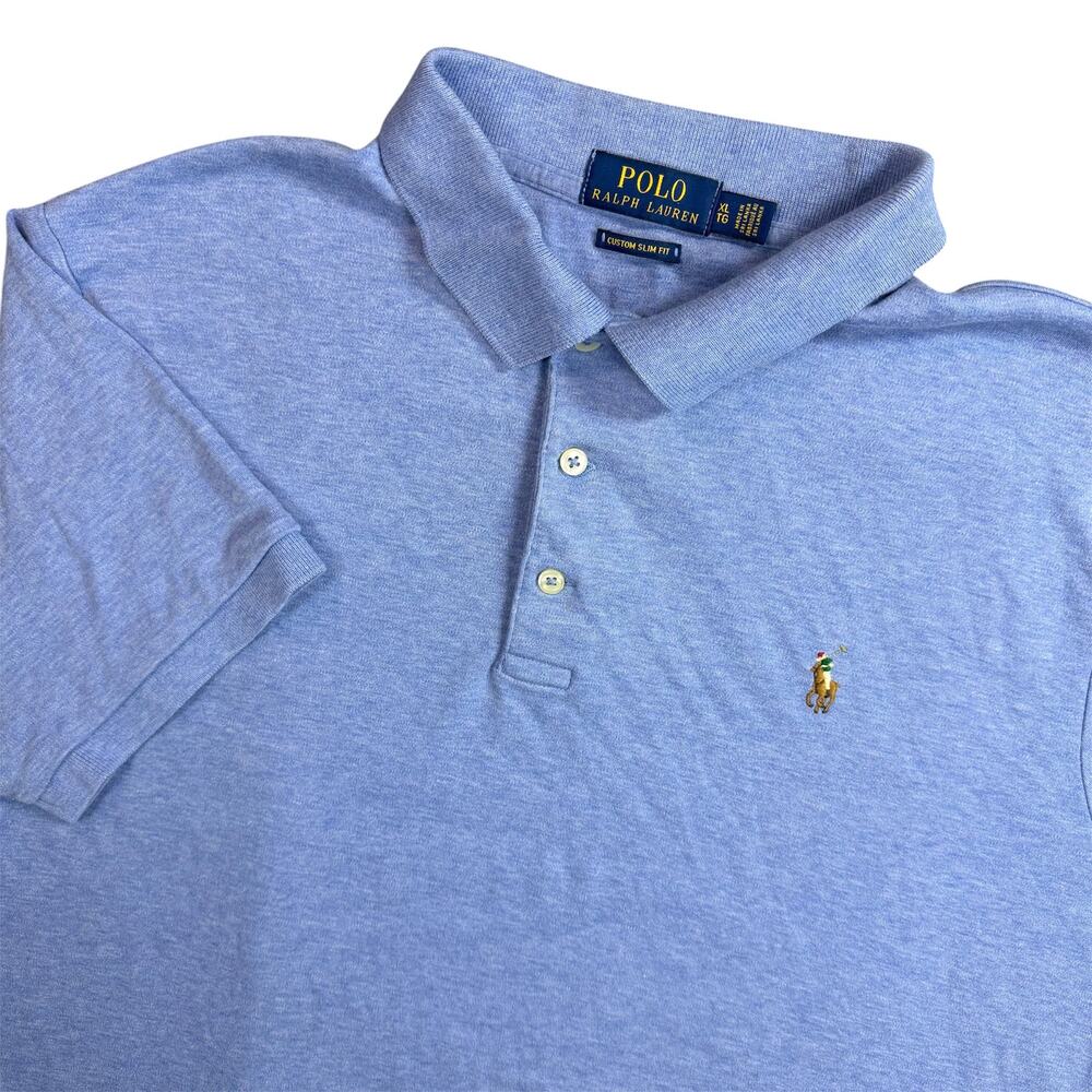 Polo Ralph Lauren Men’s XL Custom Slim Fit Light Blue Short Sleeve Polo Shirt